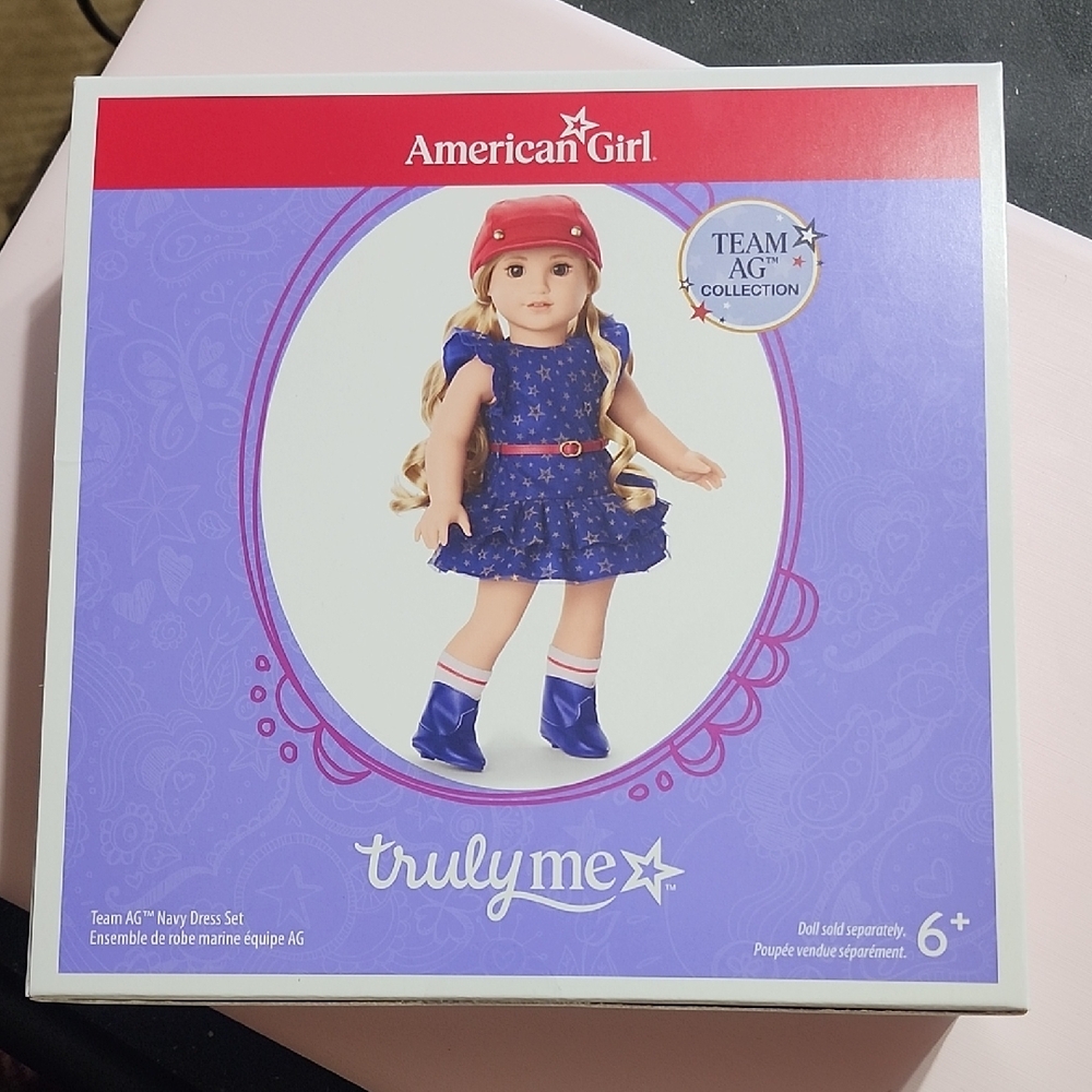 American Girl Team AG  18" Doll Navy Dress Set Red Hat Boots socks CUTE NEW!